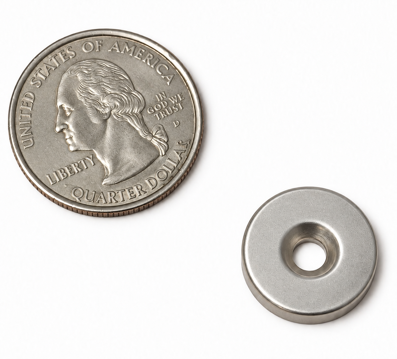 N52 5/8 x 1/8 Inch Neodymium Magnet Encased in Protective Steel Shatter-Resistant Screw-Mount Magnet